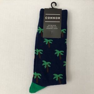 Connor blue & green palm tree socks